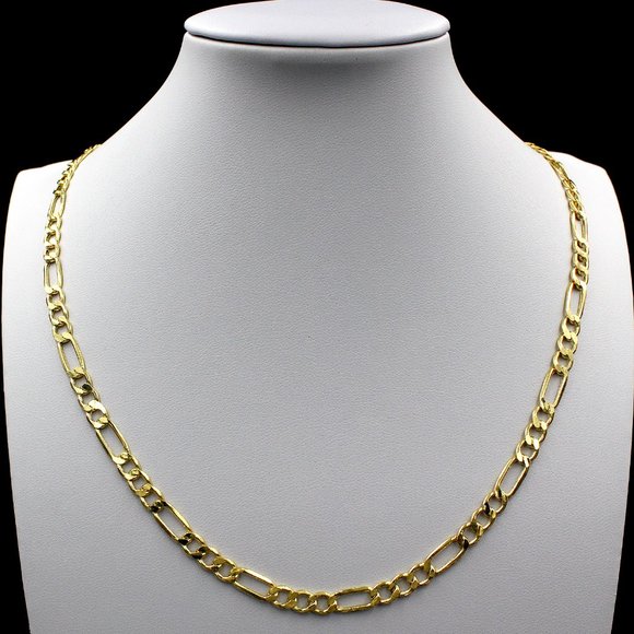 JewelzKing Other - Real 10K Yellow Gold 4.5mm Figaro Link Chain Necklace 18" inch